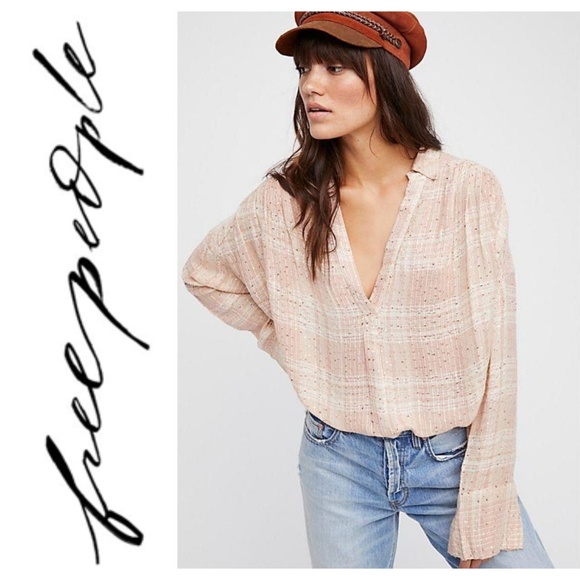 Free People Tops - Free People Fearless Love Sequins Beige Pink